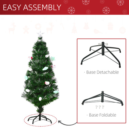 4ft Pre-Lit Fibre Optic Christmas Tree with 130 Multicolour LEDs & Baubles