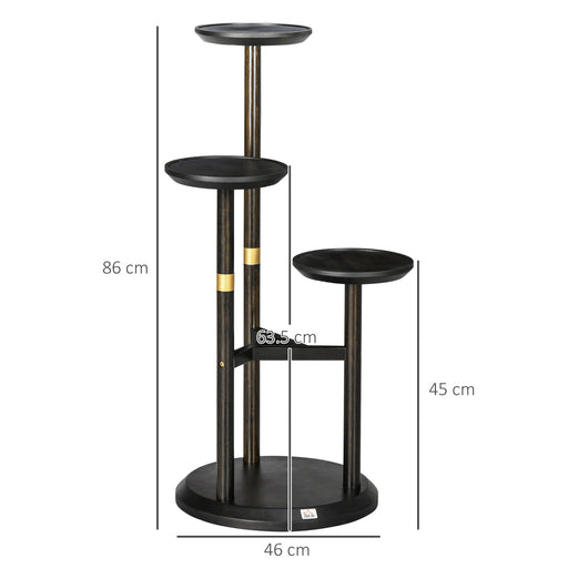 3-Tier Plant Stand, Plant Shelf Rack,  Bamboo Display Stand, 46x46x86cm, Dark Walnut