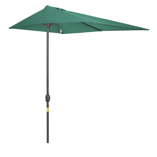 Outsunny Balcony Half Parasol Semi Round Umbrella Patio Crank Handle (2.3m, Green)- NO BASE INCLUDED