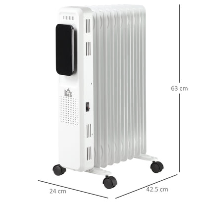 2180W Oil Filled Radiator, 9 Fin, Portable Electric Heater with LED Display, 24H Timer, 3 Heat Settings, Adjustable Thermostat, Remote Control