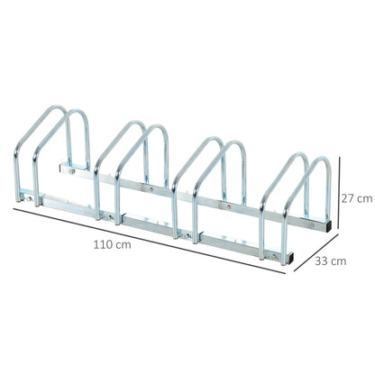Bike Stand Parking Rack Floor or Wall Mount Bicycle Cycle Storage Locking Stand (4 Racks, Silver)