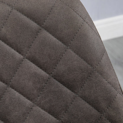 Set Of 2 Bar Stools Vintage Microfiber Cloth Tub Seats Padded Comfortable Steel Frame Footrest Quilted Home Kitchen Chair Stylish Dark Grey