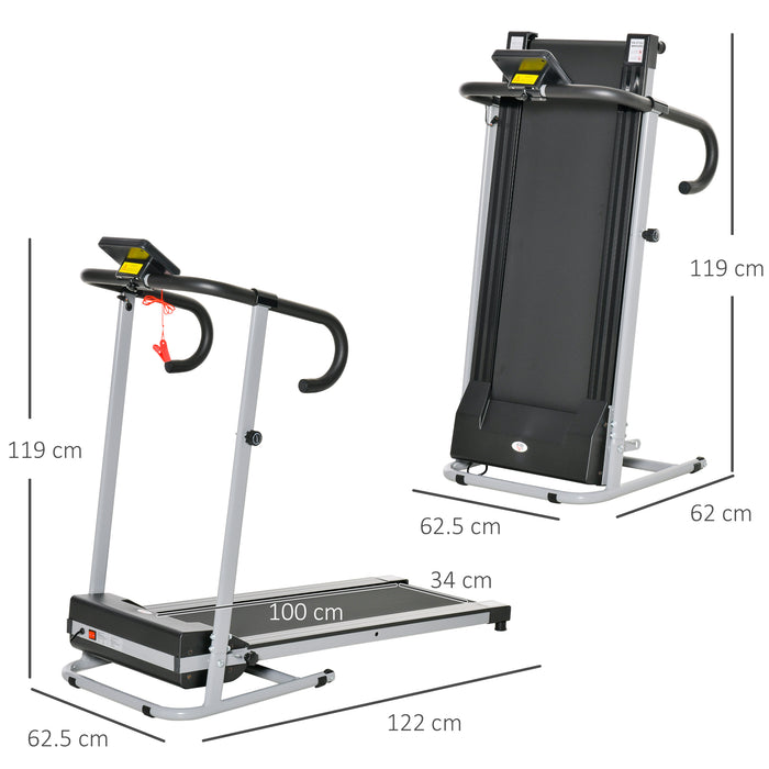 Electric Treadmill Motorised Portable Running Machine, 500W, Black/Grey