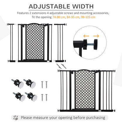 74-105 cm Pressure Fit Safety Gate for Doorways and Staircases, Dog Gate, Pet Barrier for Hallways with Auto Close, Double Locking, 2 Extensions