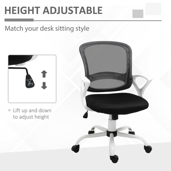 Office Chair Mesh Swivel Desk Chair with Lumbar Back Support Adjustable Height Armrests Black