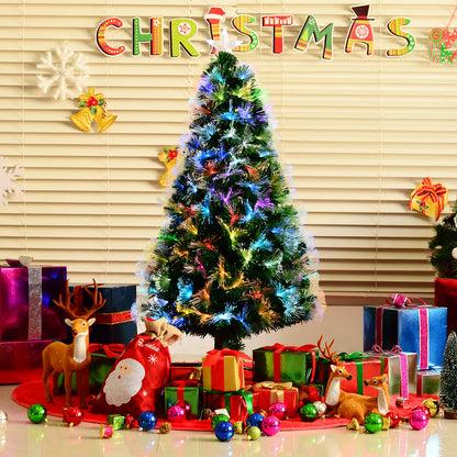 4ft Pre-Lit Fibre Optic Christmas Tree with 130 Multicolour LEDs