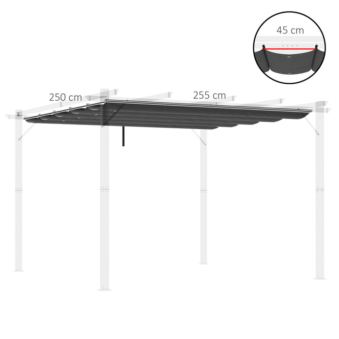 Outsunny Retractable Pergola Shade Cover, Replacement Canopy Fabric for 3 x 3 (m) Pergola, Gazebo Retractable Roof, Grey