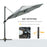 3(m) Cantilever Roma Parasol Patio Sun Umbrella with LED Solar Light Cross Base 360° Rotating Outdoor, Grey