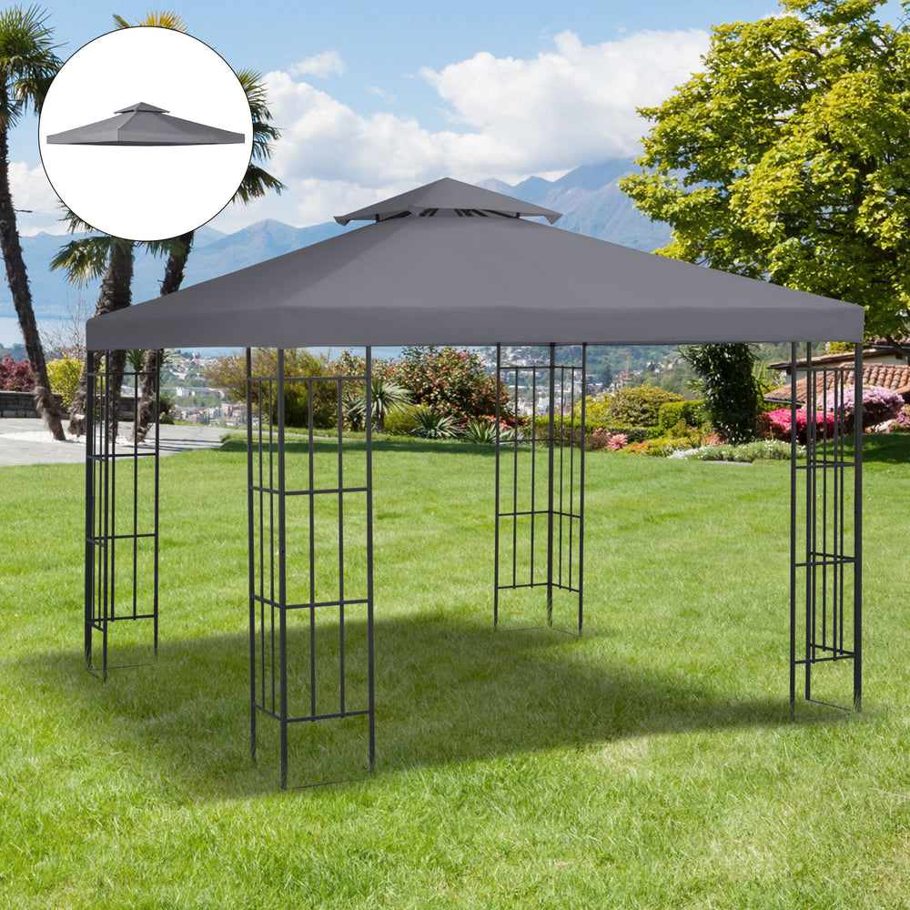 3 x 3(m) Gazebo Canopy Roof Top Replacement Cover Spare Part Deep Grey (TOP ONLY)