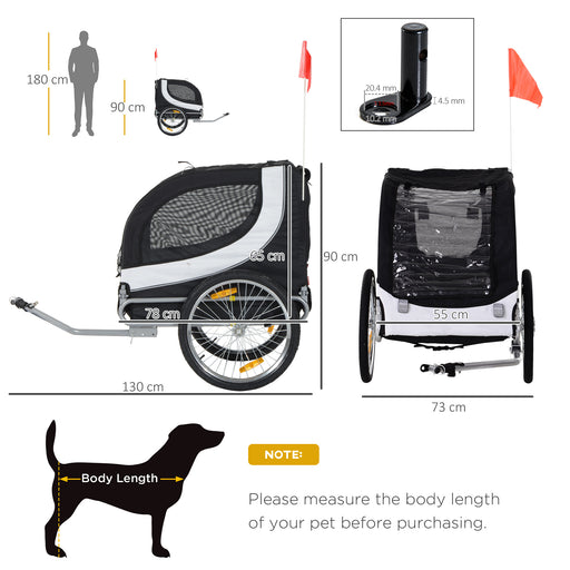 Steel Dog Bike Trailer Pet Cart Carrier for Bicycle Kit Water Resistant with Hitch Coupler Travel White and Black