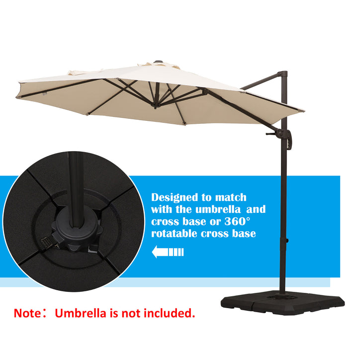 Outsunny Set of 4 Parasol Base Stand Weights for Cantilever Parasols, Water and Sand Filled, Up to 120kg, Black