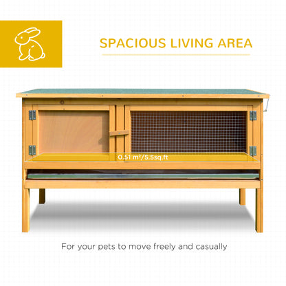 Wooden Rabbit Hutch Bunny Cage with Openable Waterproof Roof, No Leak Tray Sturdy Fir Wood Build for Indoor/Outdoor