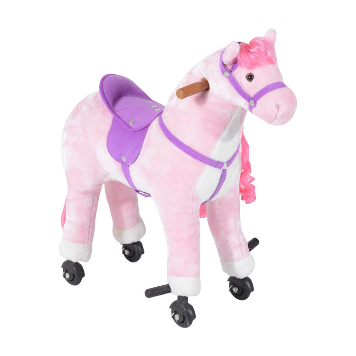 Kids Plush Ride On Walking Horse W/Sound-Pink