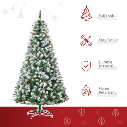 6ft Snow-Flecked Artificial Christmas Tree with Pinecones & 800 Tips