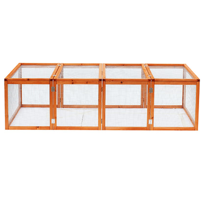 Wooden Rabbit Hutch Outdoor, Guinea Pig Hutch, Bunny Cage with Wire Mesh Safety Rabbit Run and Play Space 181 x 100 x 48 cm