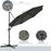 3(m) Patio Offset Parasol Roma Umbrella Cantilever Hanging Sun Shade Canopy Shelter 360° Rotation with Cross Base - Dark Grey