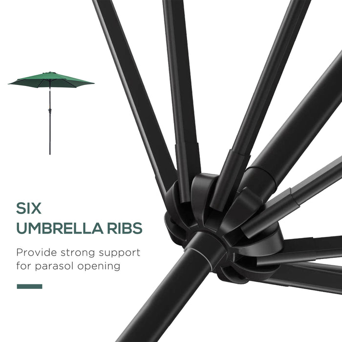 Outsunny 2.7M Garden Parasol Umbrella with Tilt and Crank, Outdoor Sun Parasol Sunshade Shelter with Aluminium Frame, Green