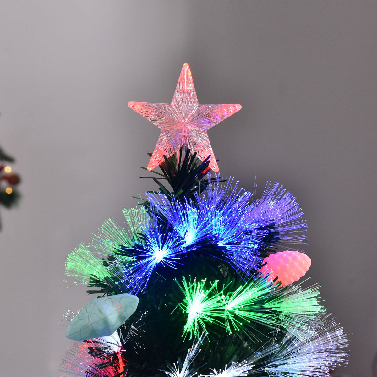 4ft Pre-Lit Fibre Optic Christmas Tree with 130 Multicolour LEDs & Baubles