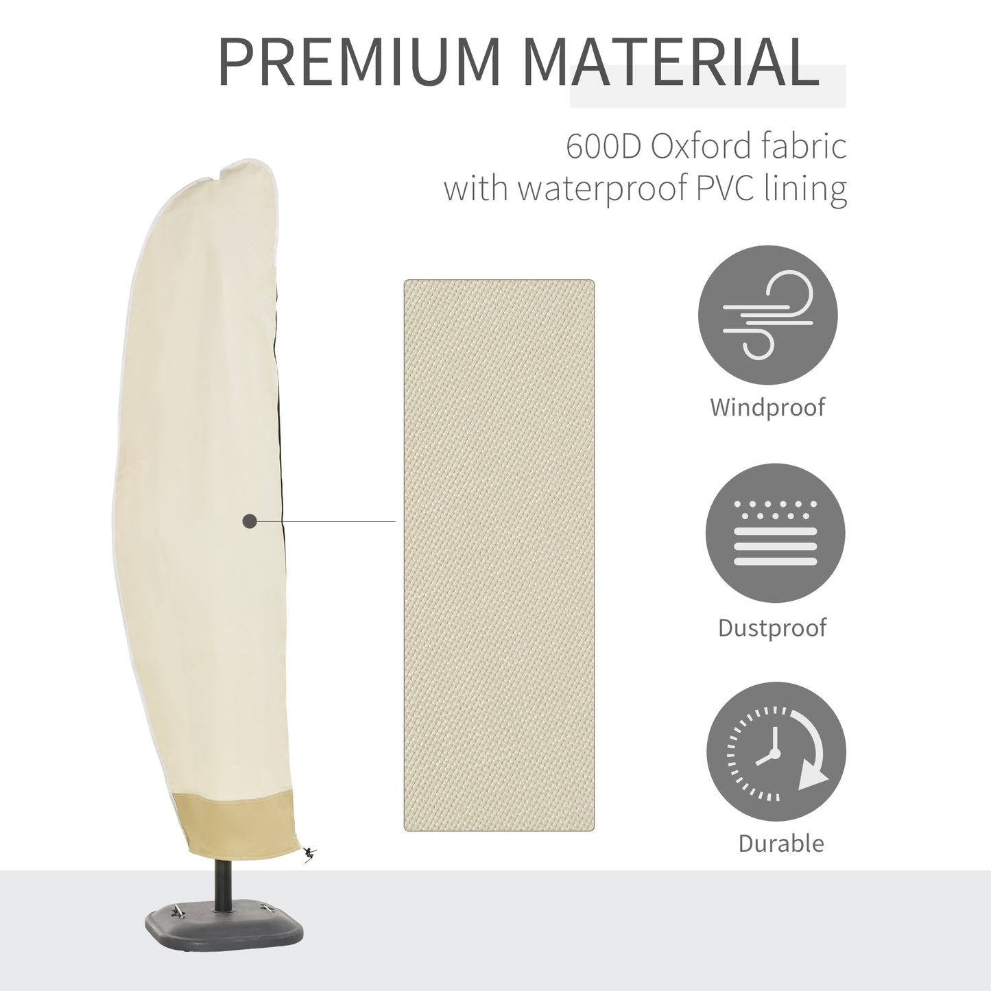 Outsunny Deluxe Large Garden Waterproof Parasol Cover Outdoor Furniture Patio Market Banana Umbrella Cantilever Protector Rain Dust Protective w/Zip