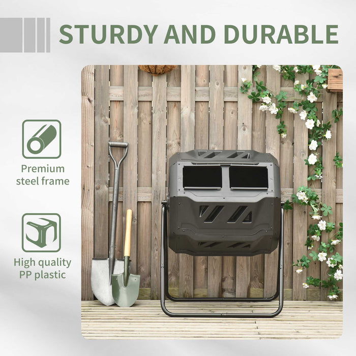 Outdoor Composter - 160L Dual Chamber Tumbling Compost Bin - 360¬∞ Rotating, Sliding Doors, Sturdy Steel Frame, Perfect for Outdoor Gardens, Black