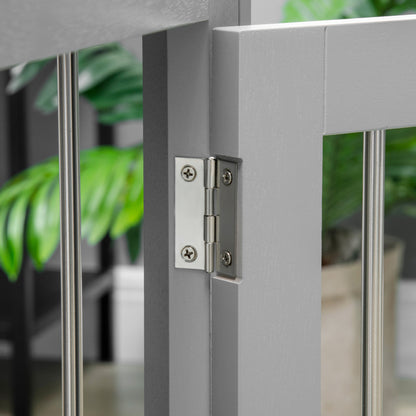 Dog Crate End Table w/ Three Doors, Furniture Style Dog Crate, for Medium Dogs, Indoor Use w/ Locks and Latches - Grey