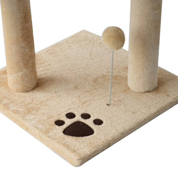 Cat Tree for Indoor Cats Pet Activity Centre Kitty Condo Climbing Scratching Post with Toys 4-tier 114cm Tall Beige