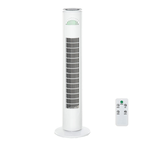 30'' Freestanding Tower Fan, 3 Speed 3 Mode, 10h Timer, 70 Degree Oscillation, LED Light, 5M Remote Controller, White