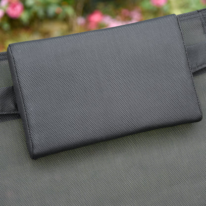 Breathable Mesh Rocking Chair Patio Rocker Lounge for Indoor & Outdoor Recliner Seat w/ Removable Headrest for Garden and Patio Black