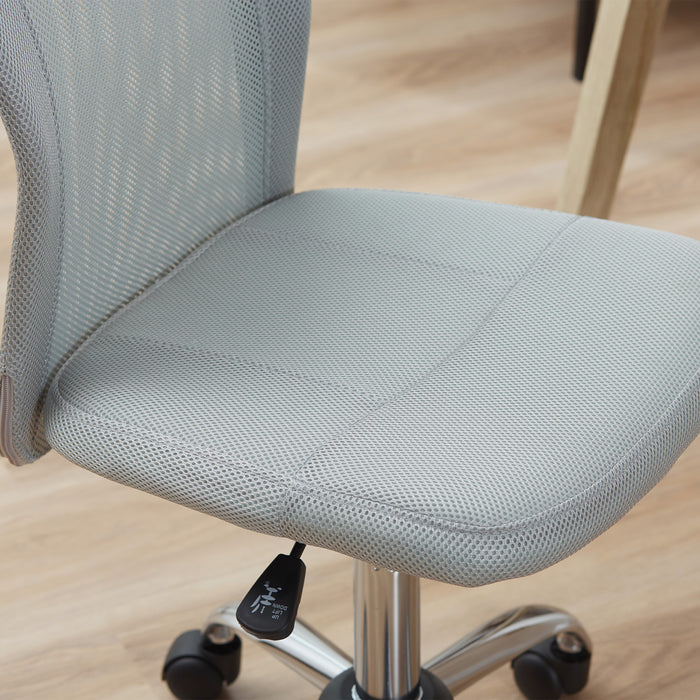 Home Office Mesh Task Chair Ergonomic Armless Mid Back Height Adjustable with Swivel Wheels, Grey