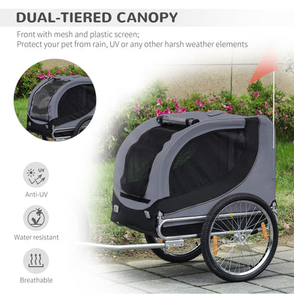Steel Dog Bike Trailer Pet Cart Carrier for Bicycle Kit Water Resistant with Hitch Coupler Travel Grey and Black