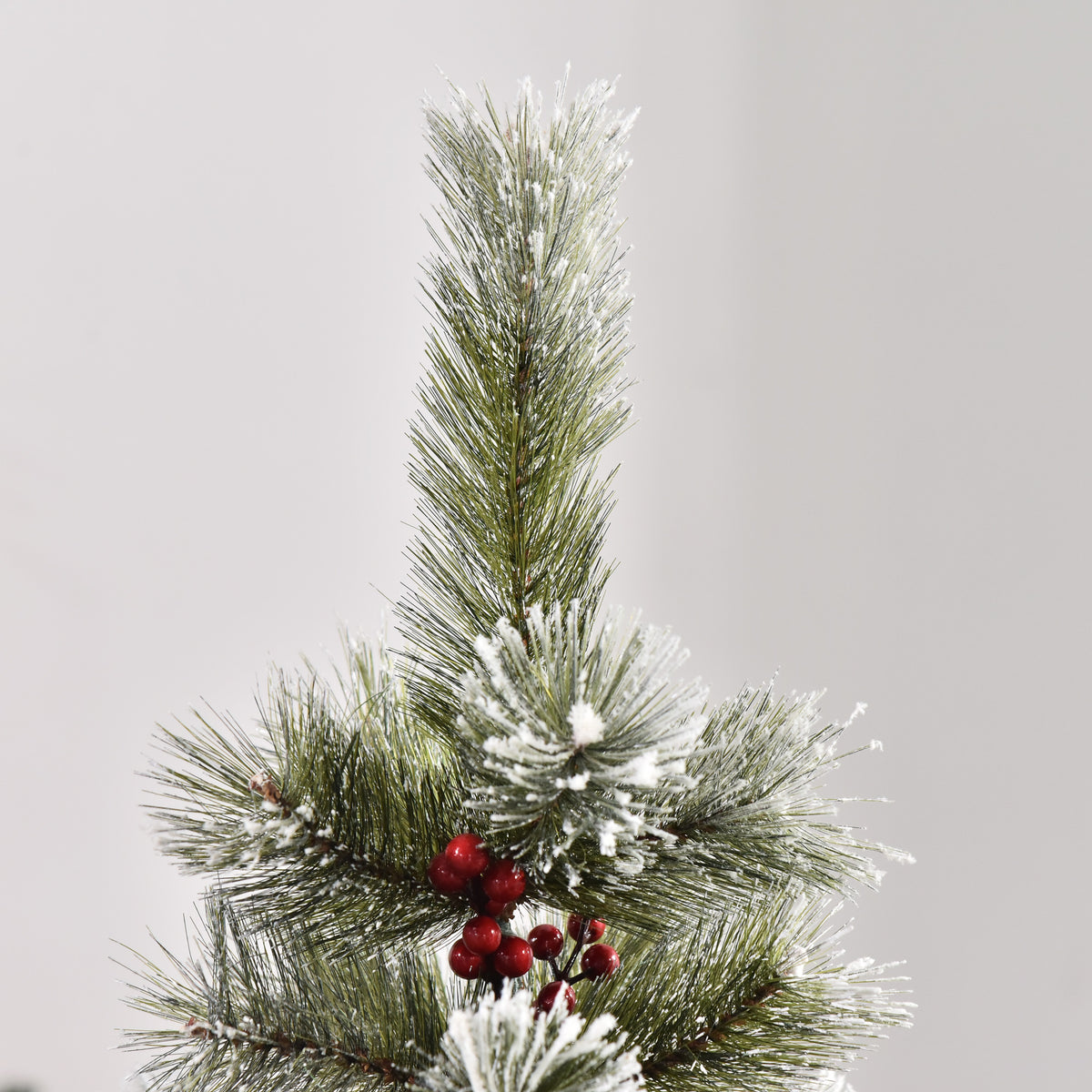 5ft Frosted Artificial Christmas Tree with Red Berries & Metal Stand