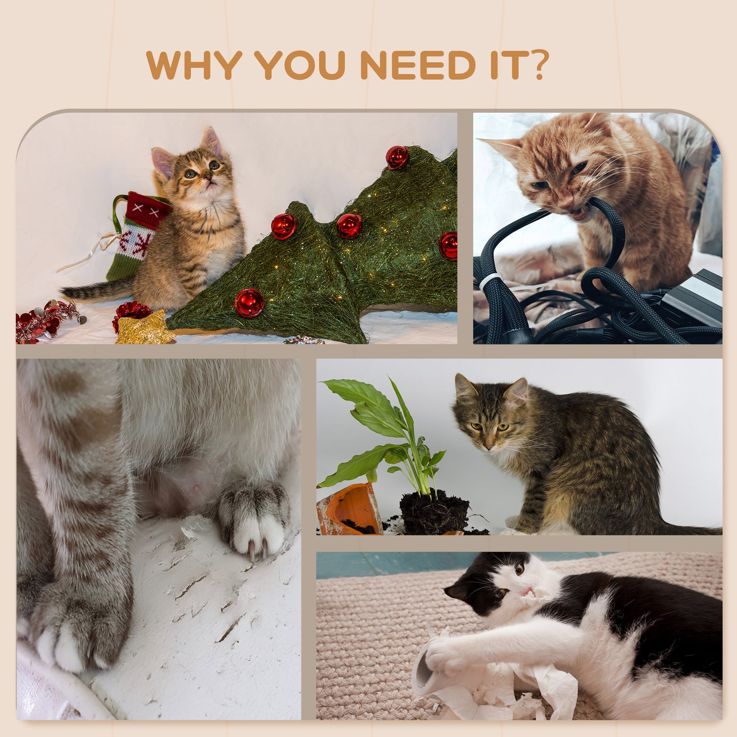 4PCs Wall Mounted Cat Tree Cat Wall Shelves Furniture Climbing Shelf Set Kitten Activity Centre w/ Hammock, Scratching Post - Grey