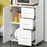 Modern Kitchen Cupboard with Storage Cabinets, 3 Drawers and Open Countertop for Living Room, White