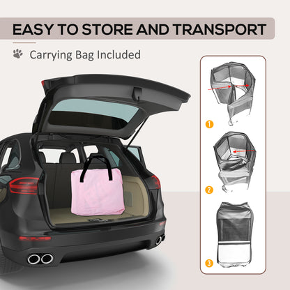 Fabric Dog Play Pen Puppy Pet Cat Rabbit Pig Guinea Playpen Run Indoor & Outdoor, Dia 90 x 41H cm Pink