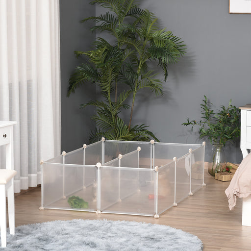 Pet Playpen DIY Small Animal Cage Open Enclosure Portable Plastic Fence 12 Panels for Hedgehog Bunny Chinchilla Guinea Pig White