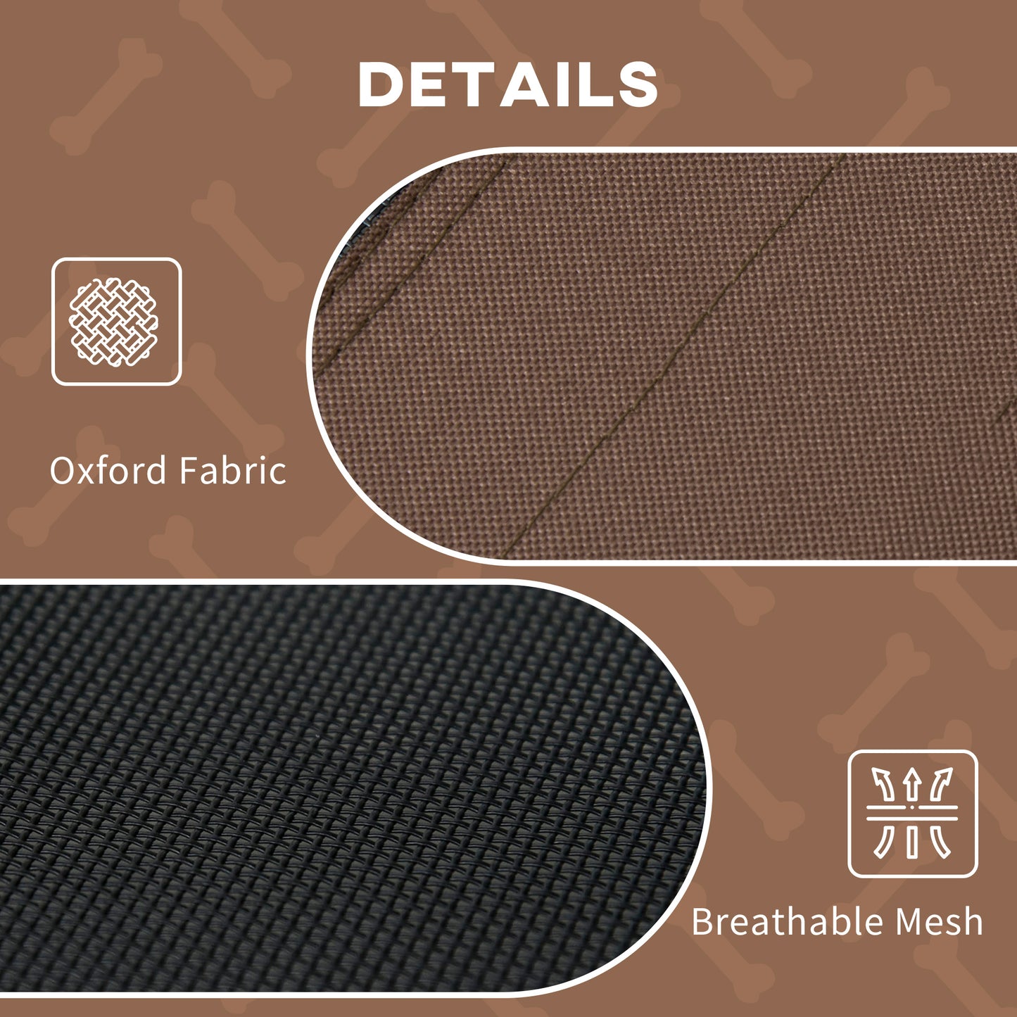 Raised Dog Bed Waterproof Elevated Pet Cot with Breathable Mesh UV Protection Canopy Coffee, for Small Dogs, 61 x 46 x 62cm