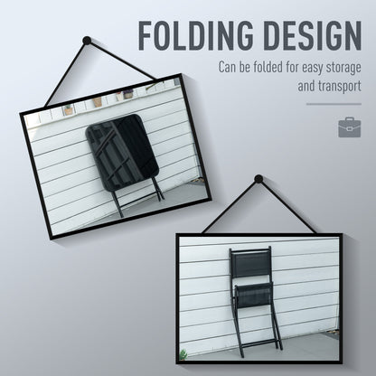 3 Pieces Patio Table and Chairs, Folding Patio Table and 2 Chairs, Outdoor Furniture Set for Backyard and Porch, Black