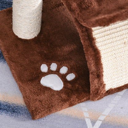 Cat Tree for Indoor Cats Scratching Post Kitten Scratcher Kitty Activity Play Center Sisal Rotatable Top Bar Tunnel Dangling Ball Brown