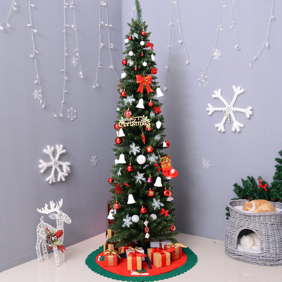 7ft Slim Artificial Christmas Tree with 499 Tips & Stand