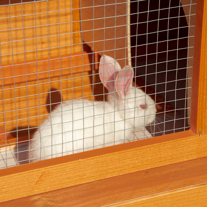 2-Tier Rabbit Hutch Wooden Guinea Pig Hutch Double Decker Pet Cage Run with Sliding Tray Opening Top