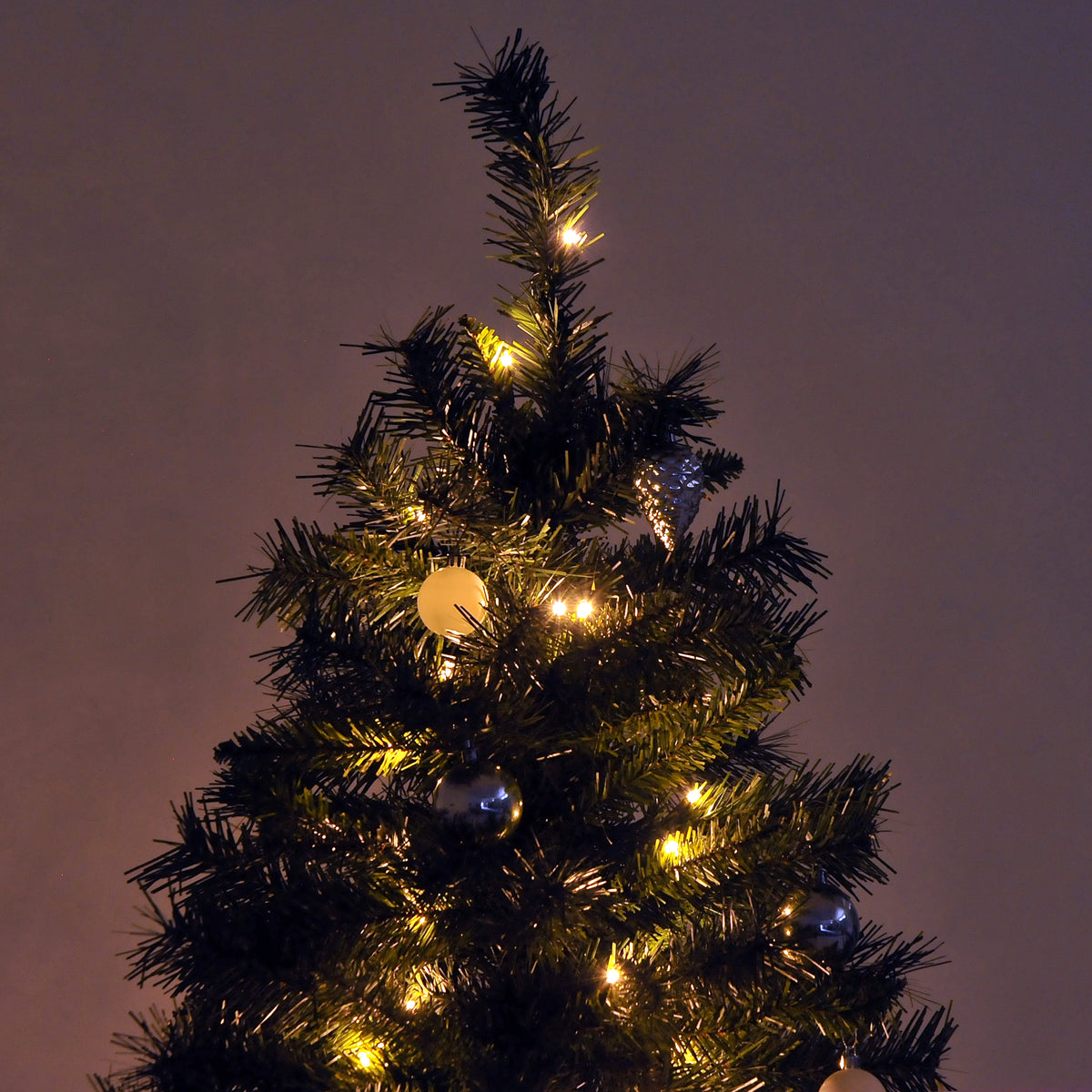 6ft Pre-Lit Artificial Christmas Tree with 200 Warm White LEDs & Baubles