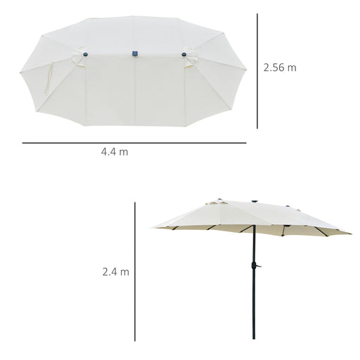 Double-Sided Umbrella - Features solar-powered LED beads on the ribs (Cream)