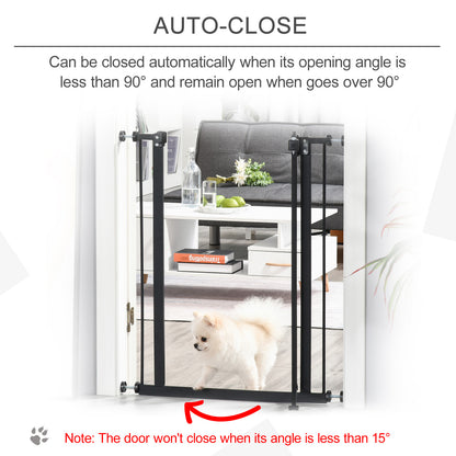 Dog Gate Pressure Fit Pet Tall Stairs Gate Safety Barrier Auto Close, 94cm Extra Tall, 74-80cm Wide, with Double Locking, Black