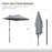 Outsunny 2m Half Parasol Market Umbrella Garden Balcony Parasol with Crank Handle, Cross Base, Double-Sided Canopy, Grey