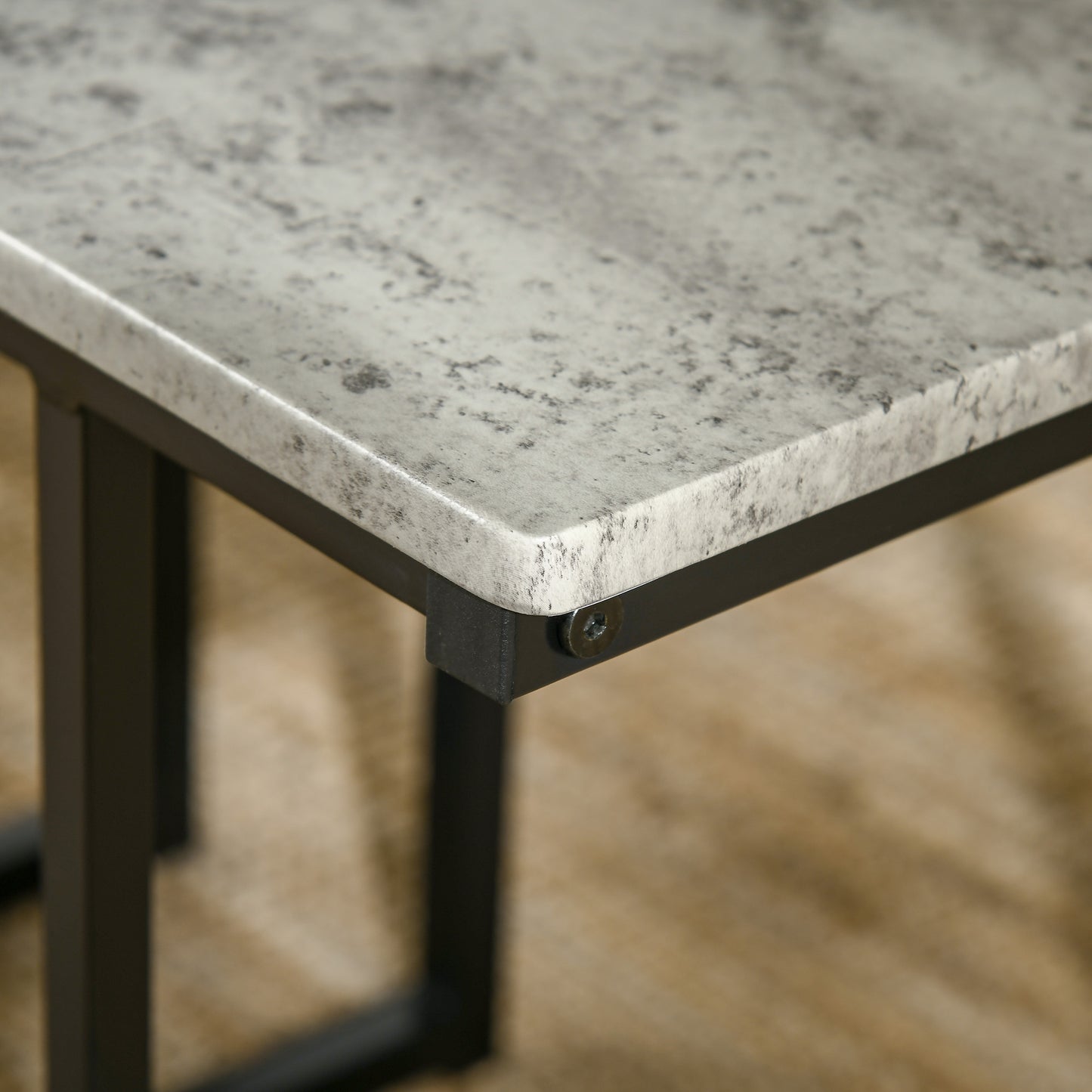 Concrete Effect Dining Table and Chairs Set for 4 People