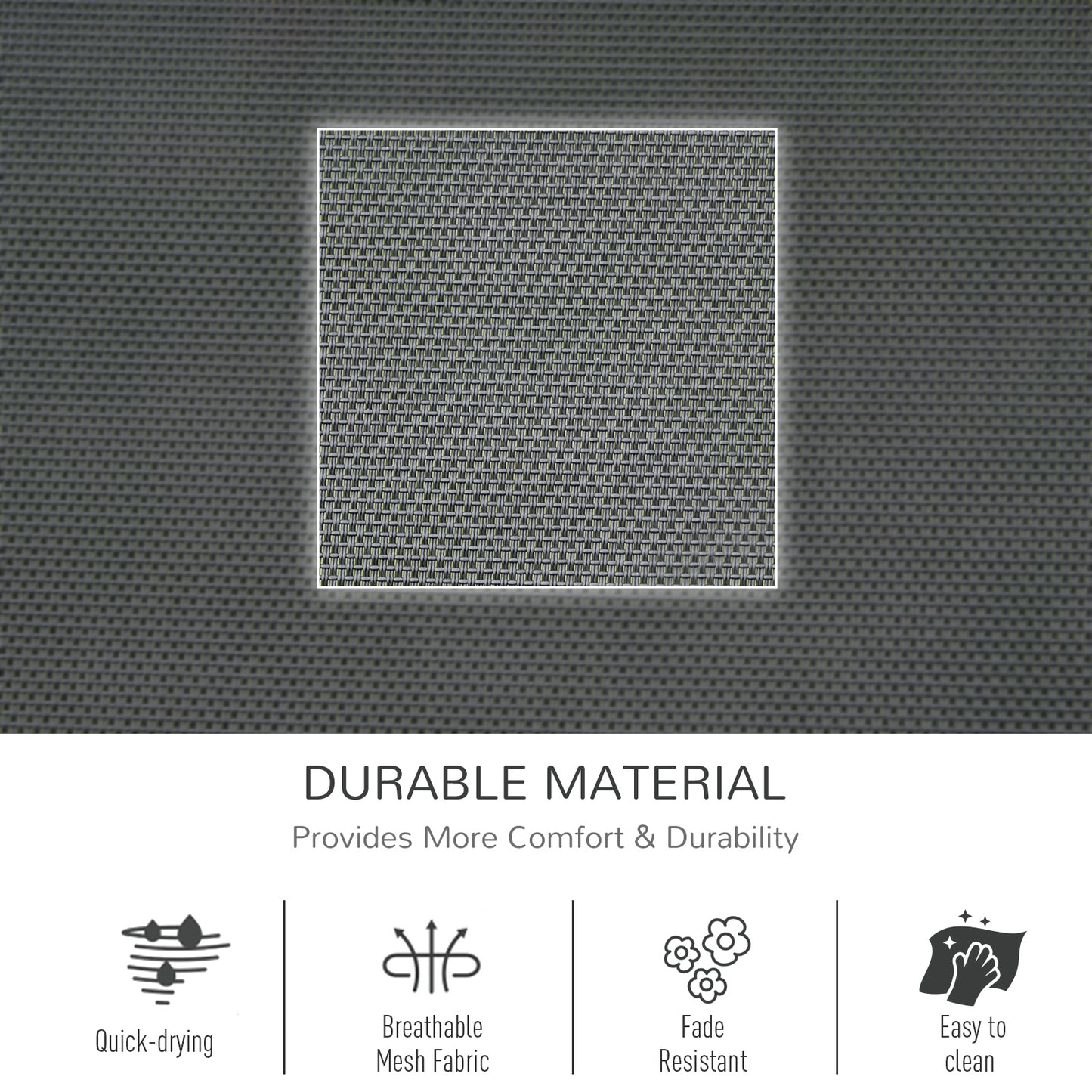 Breathable Mesh Rocking Chair Patio Rocker Lounge for Indoor & Outdoor Recliner Seat w/ Removable Headrest for Garden and Patio Black