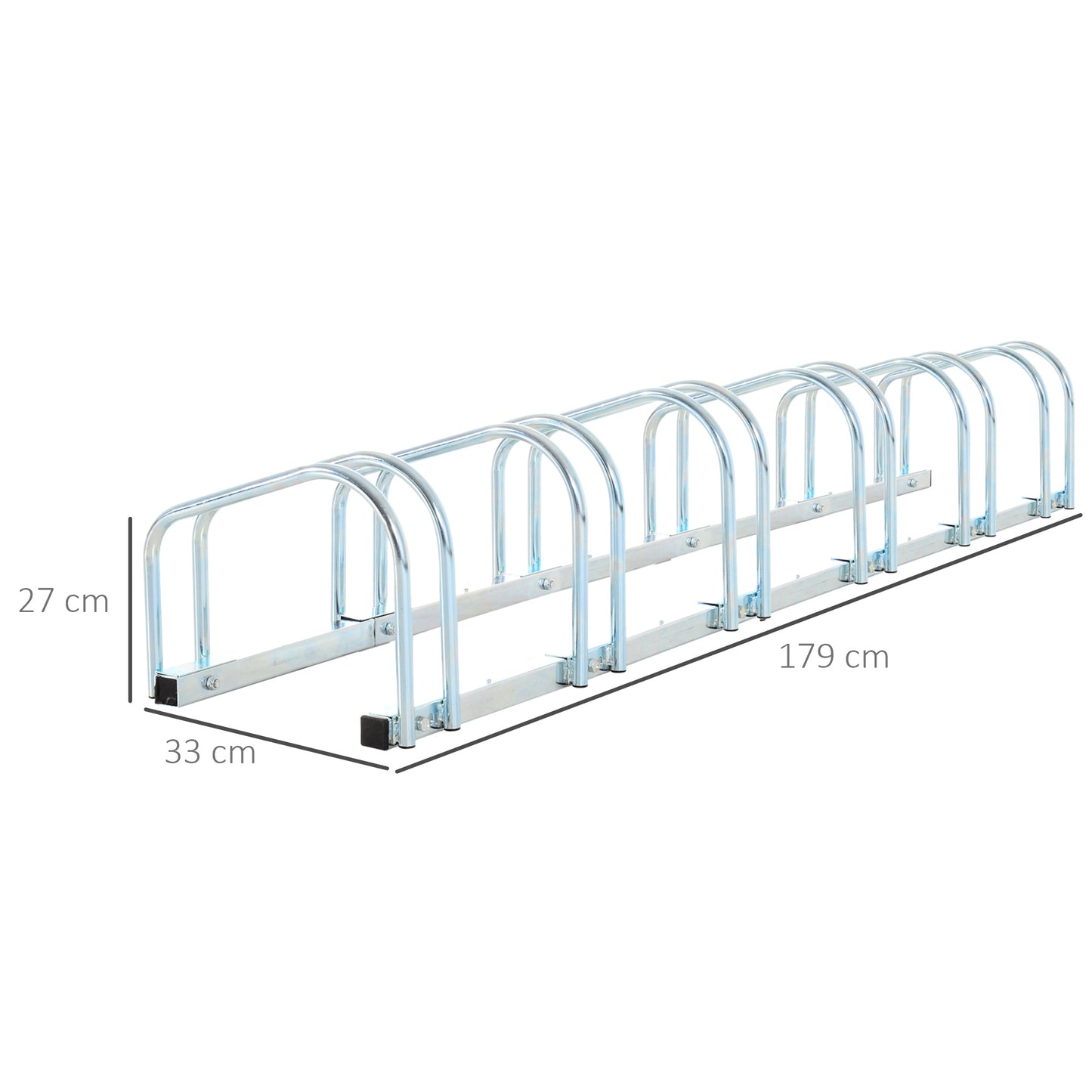 HOMCOM Bike Stand Parking Rack Floor or Wall Mount Bicycle Cycle Storage Locking Stand 179L x 33W x 27H (6 Racks, Silver)