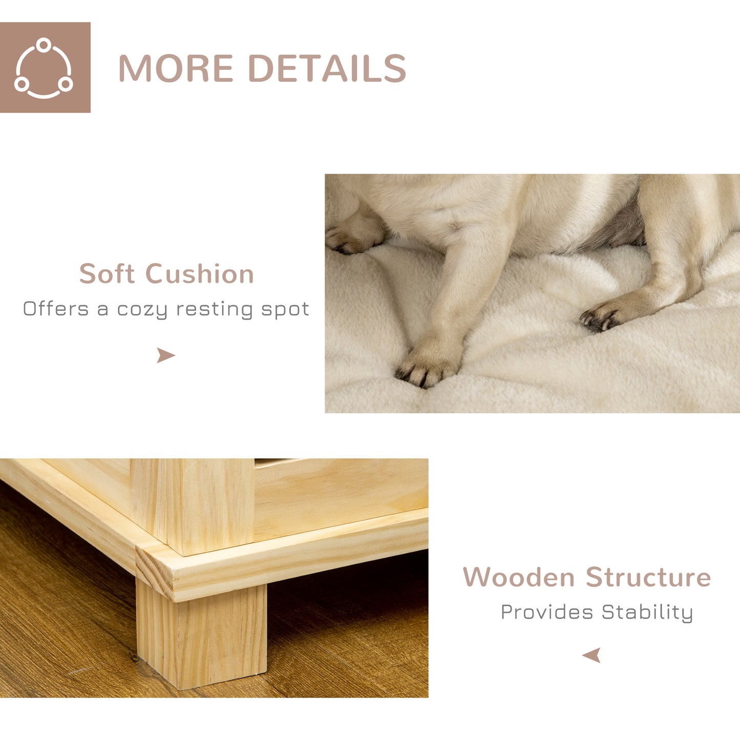 Wooden Dog Crate End Table w/ Double Doors, Furniture Style Dog Crate for Medium Dogs, Indoor Use w/ Soft Washable Cushion