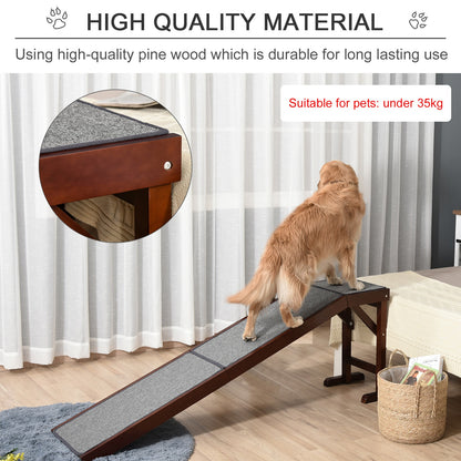 Pet Ramp for Dogs Cats Non-Slip Carpet Top Platform - Brown & Grey