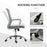 Ergonomic Desk Chair Mesh Office Chair with Adjustable Height Armrest and 360° Swivel Castor Wheels Grey